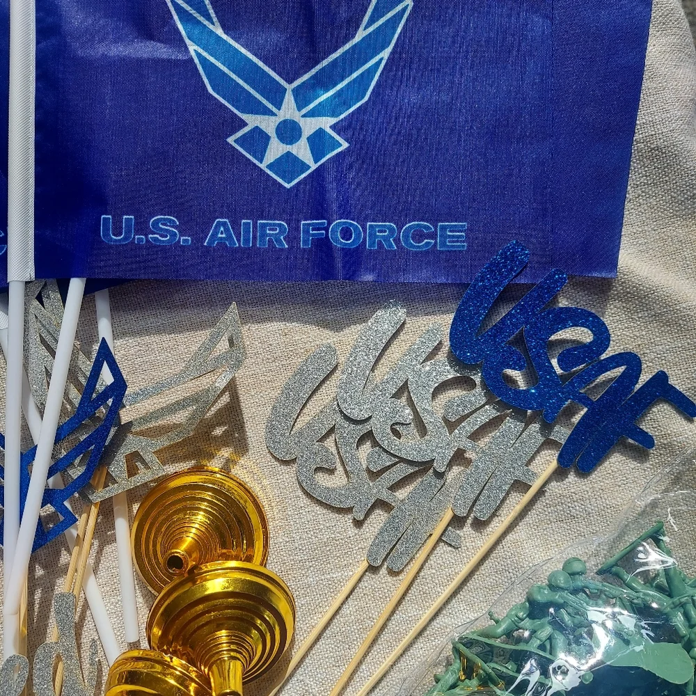 Party Supply Set - Airforce Retirement Red White Blue